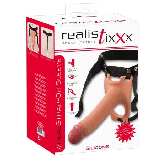 Proteza przedłużenie na penisa na szelkach czarne