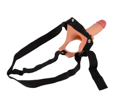 Proteza przedłużenie na penisa na szelkach czarne