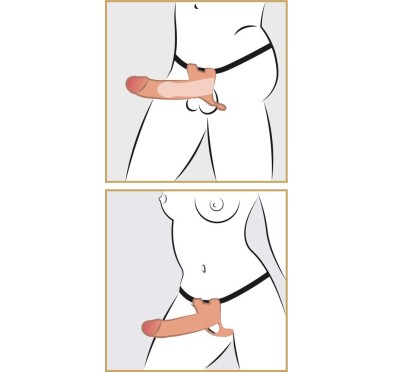 Proteza przedłużenie na penisa na szelkach czarne