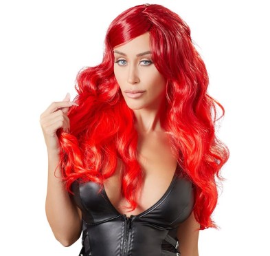 Wig red wavy long