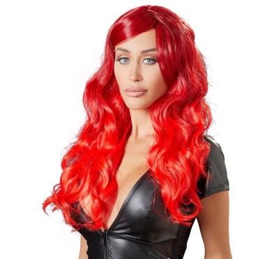 Wig red wavy long