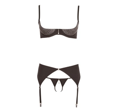 Rhinestone Shelf Bra Set 85C/L