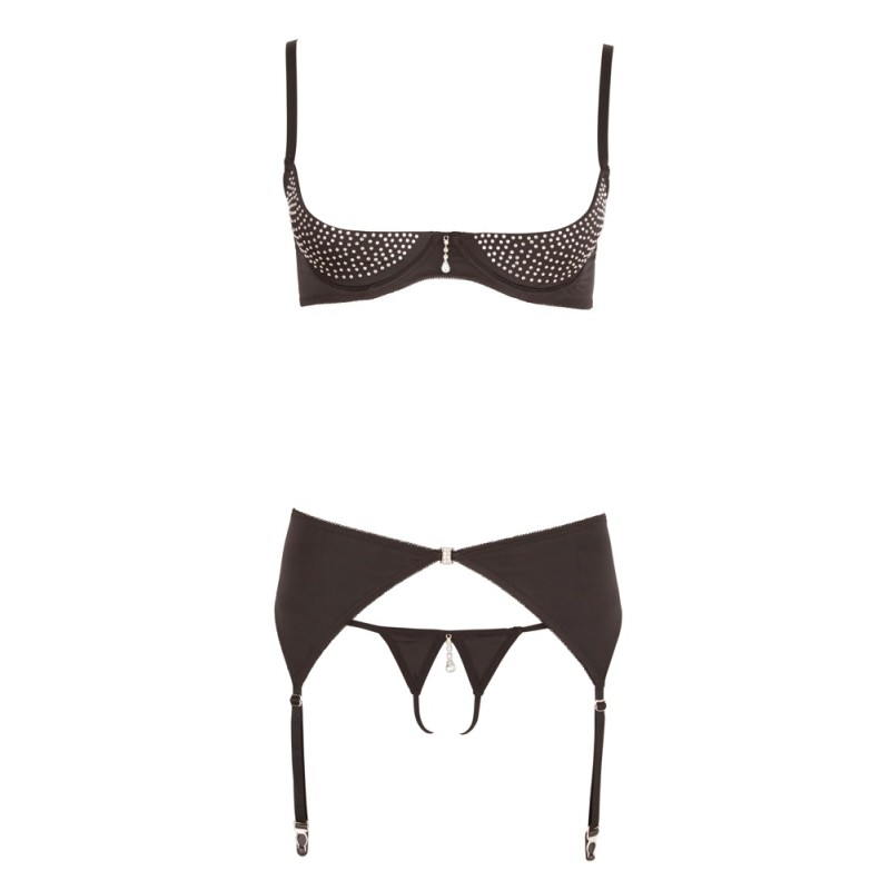 Rhinestone Shelf Bra Set 85C/L