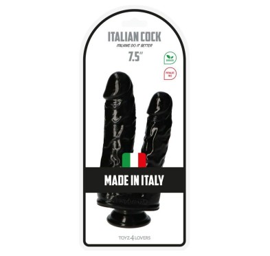 Podwójne czarne dildo żylaste z przyssawką