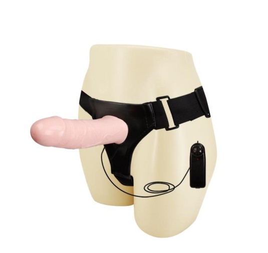 Wibrujący penis strapon proteza pusty środek 17cm