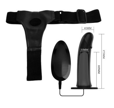 Penis na paskach strapon wibrujący z uprzężą 17 cm Penis na paskach strapon wibrujący z uprzężą 17 cm