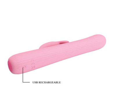 Królik wibrator z masażerem rotacyjny 18cm 4tryby Królik wibrator z masażerem rotacyjny 18cm 4tryby