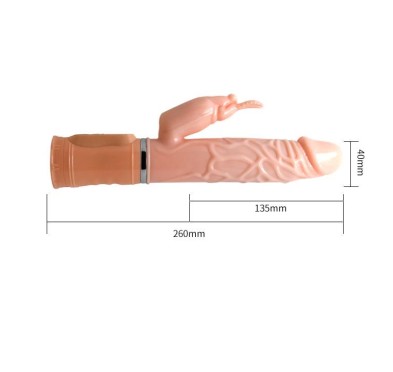 Podgrzewany wibrator z masażerem łechtaczki 26cm Podgrzewany wibrator z masażerem łechtaczki 26cm