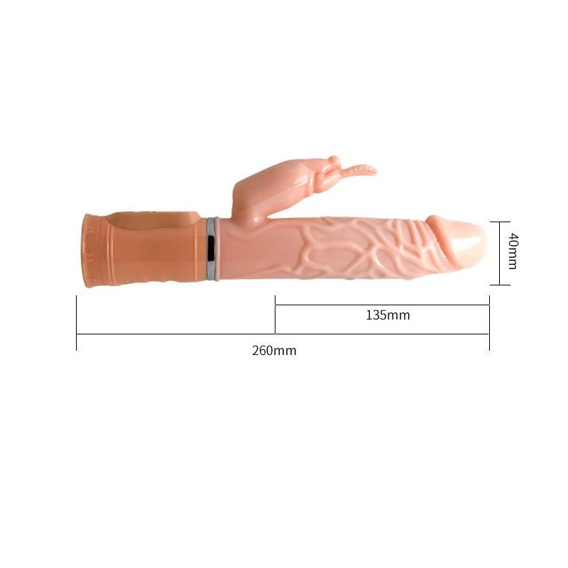 Podgrzewany wibrator z masażerem łechtaczki 26cm Podgrzewany wibrator z masażerem łechtaczki 26cm
