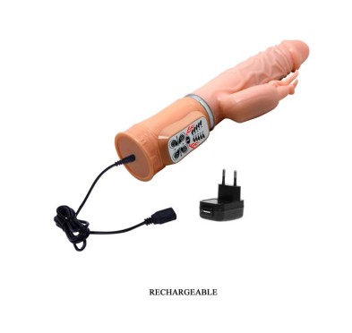 Podgrzewany wibrator z masażerem łechtaczki 26cm Podgrzewany wibrator z masażerem łechtaczki 26cm