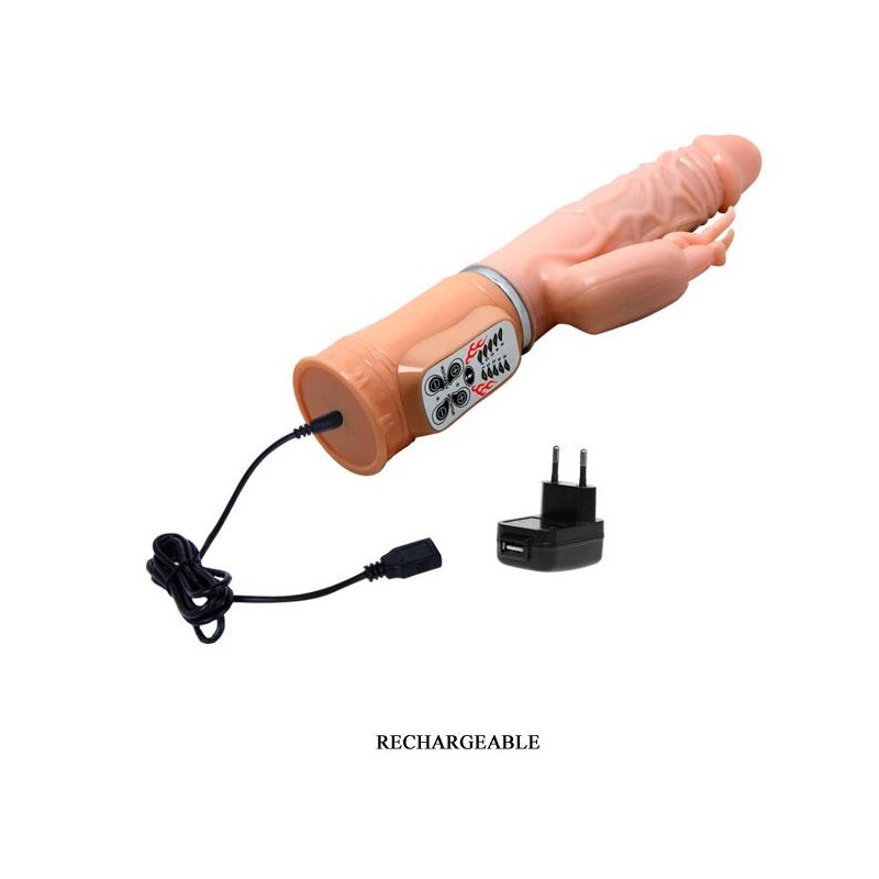 Podgrzewany wibrator z masażerem łechtaczki 26cm Podgrzewany wibrator z masażerem łechtaczki 26cm