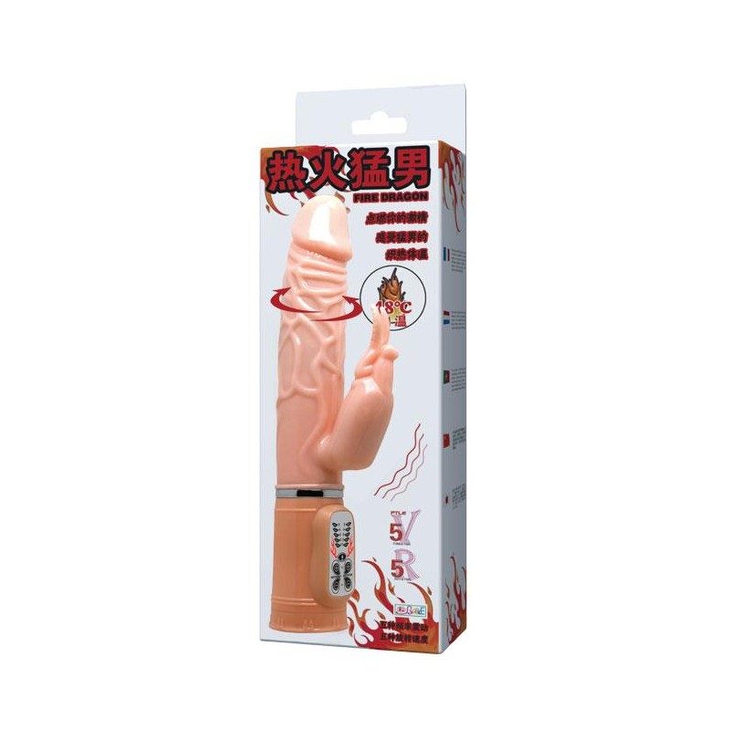 Podgrzewany wibrator z masażerem łechtaczki 26cm Podgrzewany wibrator z masażerem łechtaczki 26cm