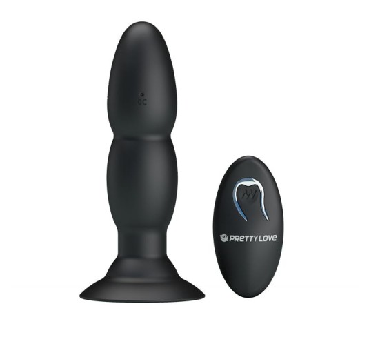 Wibrujący korek analny z przyssawką pilotem 14cm