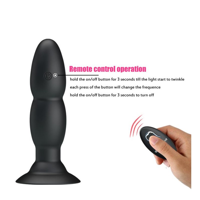 Wibrujący korek analny z przyssawką pilotem 14cm Wibrujący korek analny z przyssawką pilotem 14cm