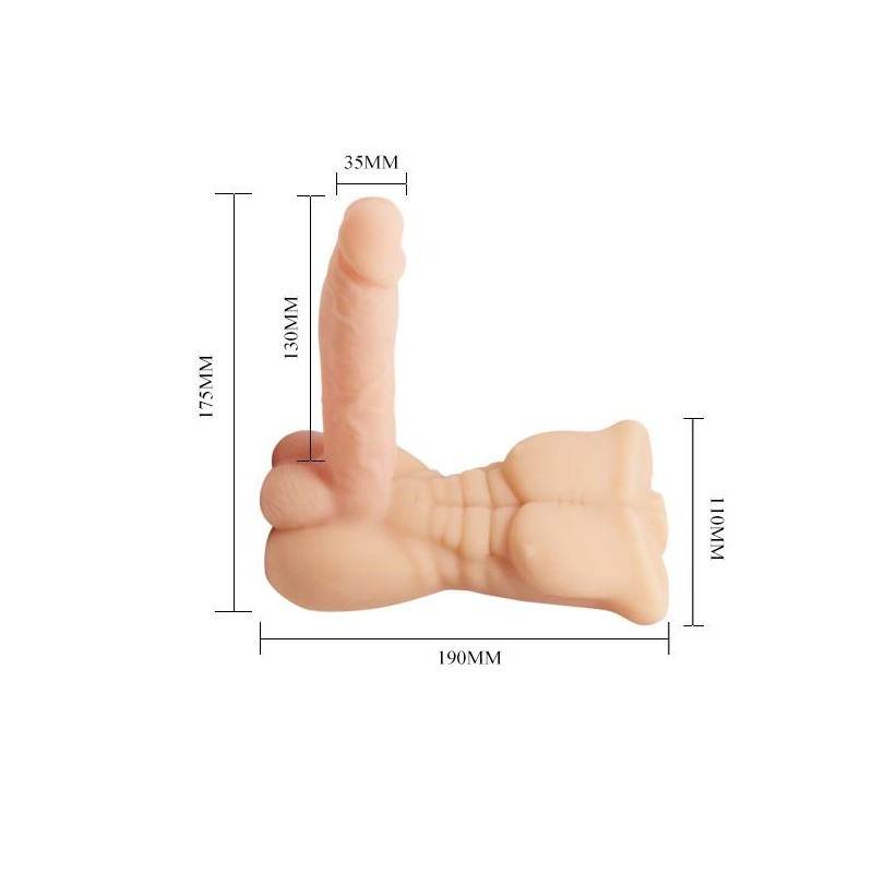 Wibrujące dildo męski tors penis członek 13cm Wibrujące dildo męski tors penis członek 13cm