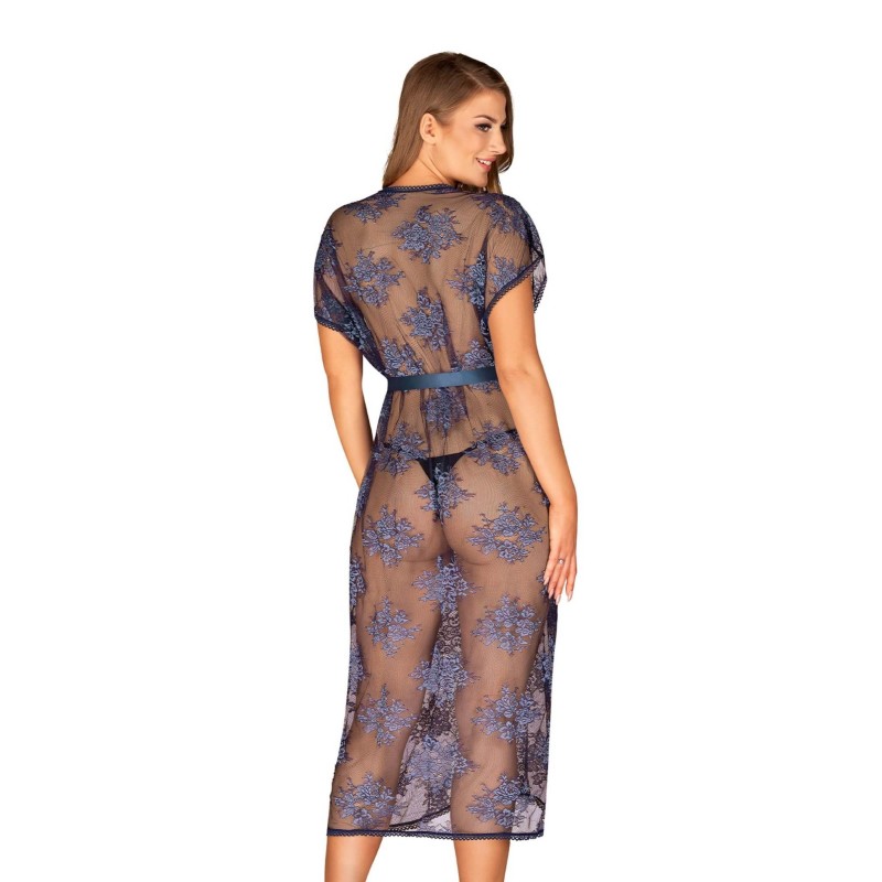 Długi prześwitujący szlafrok erotyka flowlace l/xl Długi prześwitujący szlafrok erotyka flowlace l/xl