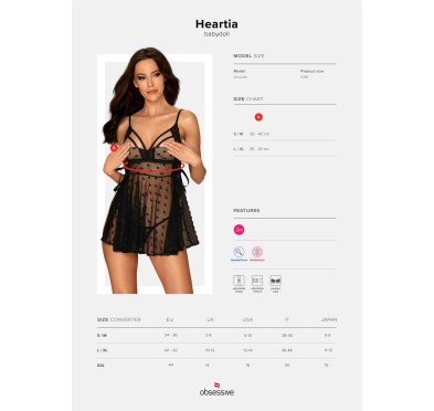 Koszulka babydoll stringi sex komplet heartia s/m Koszulka babydoll stringi sex komplet heartia s/m