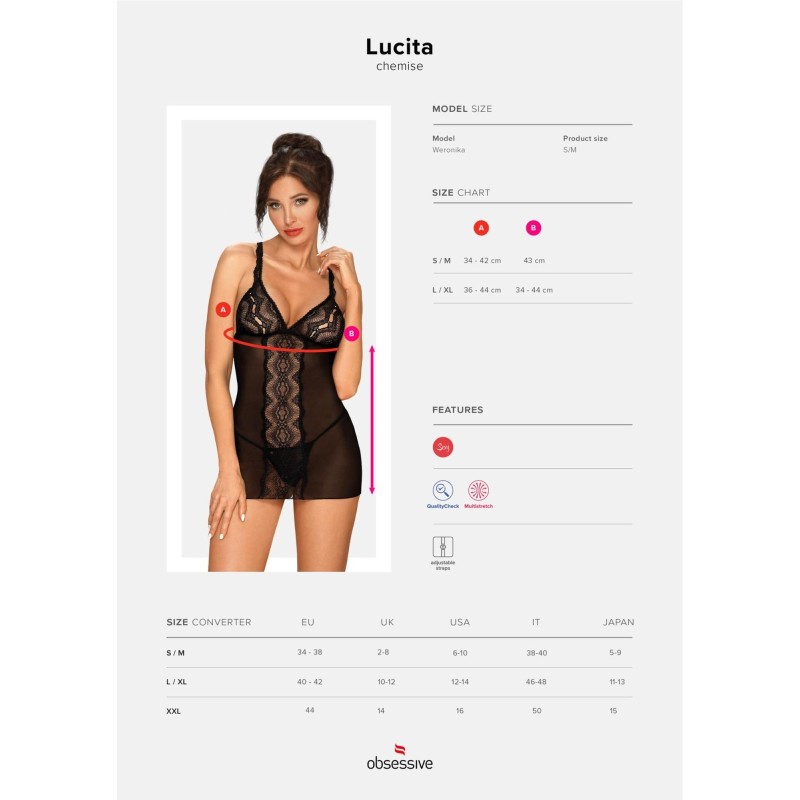 Komplet sex koszulka stringi obsessive lucita l/xl Komplet sex koszulka stringi obsessive lucita l/xl