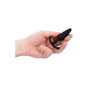 Czarny silikonowy korek analny z uchwytem 8,5 cm Czarny silikonowy korek analny z uchwytem 8,5 cm