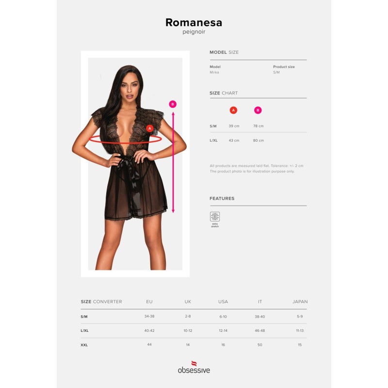 Szlafrok prześwitujący sex obsessive romanesa l/xl Szlafrok prześwitujący sex obsessive romanesa l/xl