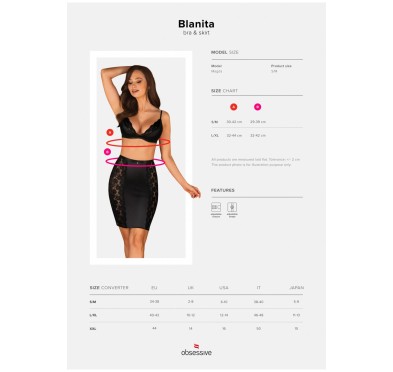 Stanik spódniczka komplet obsessive blanita s/m Stanik spódniczka komplet obsessive blanita s/m