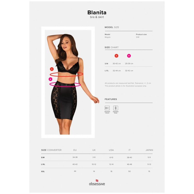 Stanik spódniczka komplet obsessive blanita s/m Stanik spódniczka komplet obsessive blanita s/m