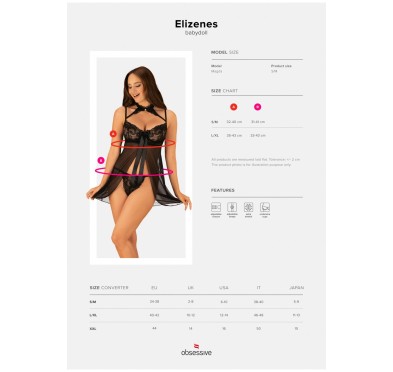 Koszulka stringi komplet obsessive elizenes s/m