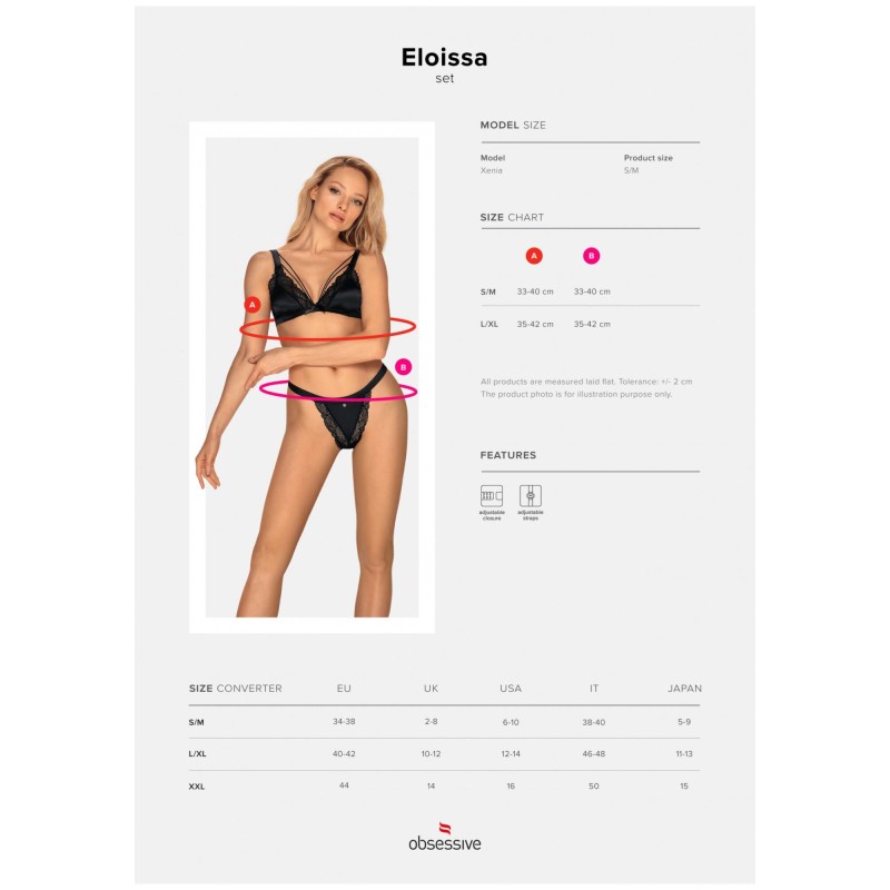 Stanik stringi sex komplet obsessive eloissa s/m Stanik stringi sex komplet obsessive eloissa s/m