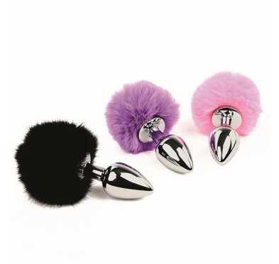 Korek analny ze stali z puszysta końcówką 7 cm Korek analny ze stali z puszysta końcówką 7 cm