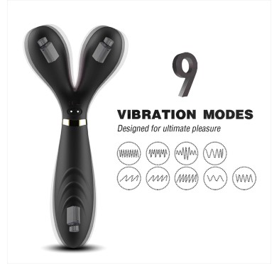 Podwójny wibrator masażer stymulator 9 trybów 19cm