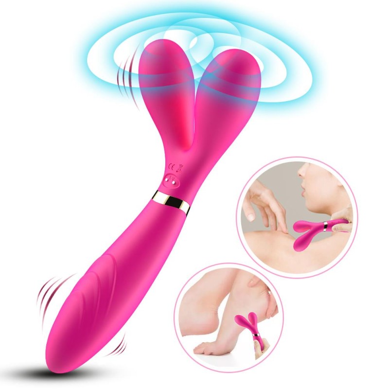 Podwójny wibrator masażer stymulator 9 trybów 19cm Podwójny wibrator masażer stymulator 9 trybów 19cm