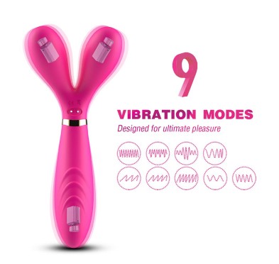 Podwójny wibrator masażer stymulator 9 trybów 19cm Podwójny wibrator masażer stymulator 9 trybów 19cm