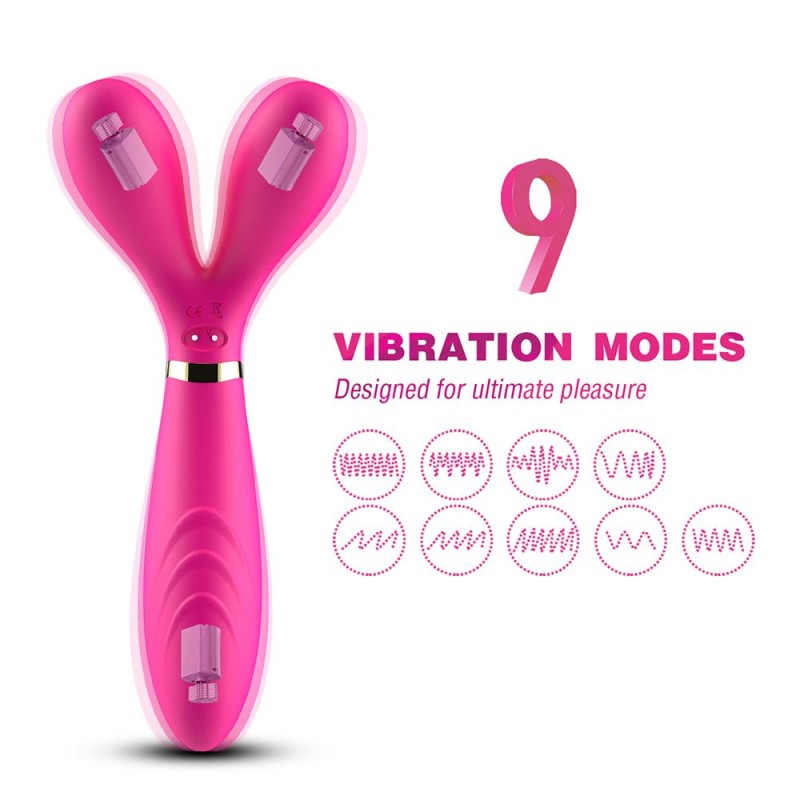 Podwójny wibrator masażer stymulator 9 trybów 19cm Podwójny wibrator masażer stymulator 9 trybów 19cm
