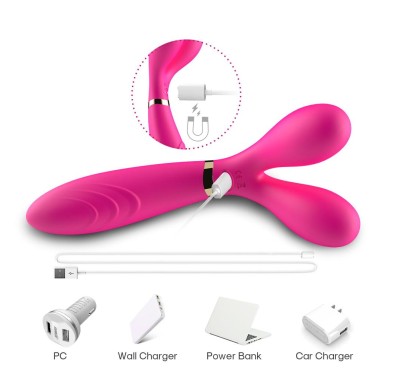 Podwójny wibrator masażer stymulator 9 trybów 19cm Podwójny wibrator masażer stymulator 9 trybów 19cm