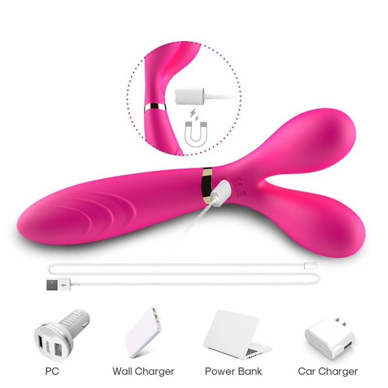 Podwójny wibrator masażer stymulator 9 trybów 19cm Podwójny wibrator masażer stymulator 9 trybów 19cm