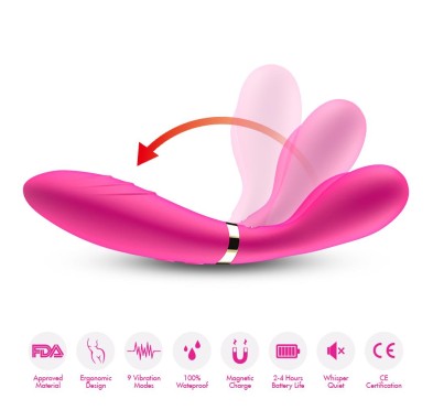 Podwójny wibrator masażer stymulator 9 trybów 19cm Podwójny wibrator masażer stymulator 9 trybów 19cm