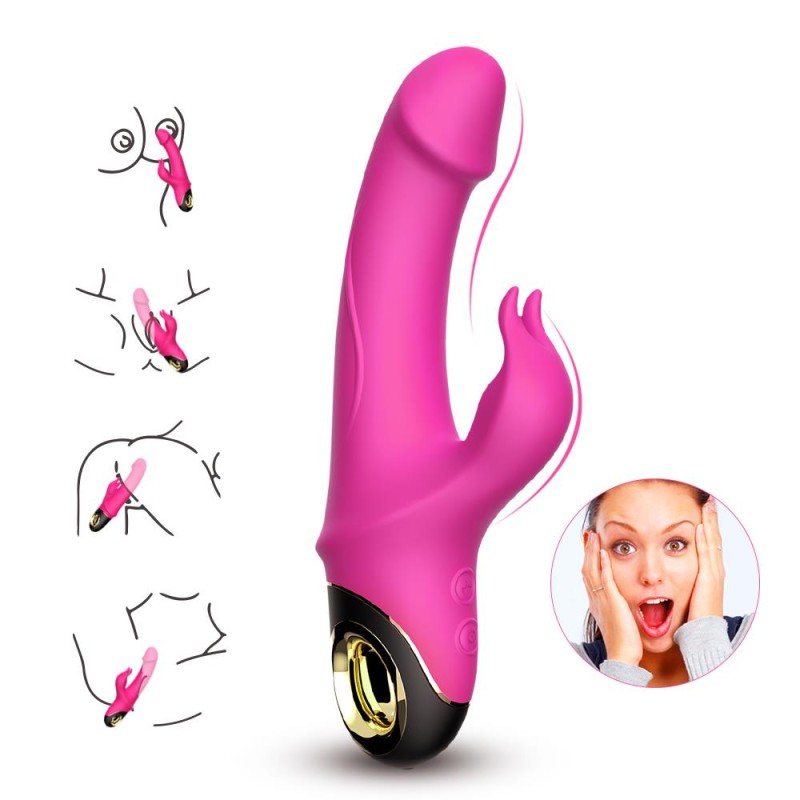Wibrator królik z masażerem łechtaczki 22cm 9 tryb Wibrator królik z masażerem łechtaczki 22cm 9 tryb