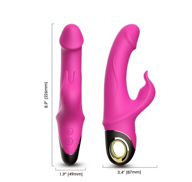 Wibrator królik z masażerem łechtaczki 22cm 9 tryb Wibrator królik z masażerem łechtaczki 22cm 9 tryb