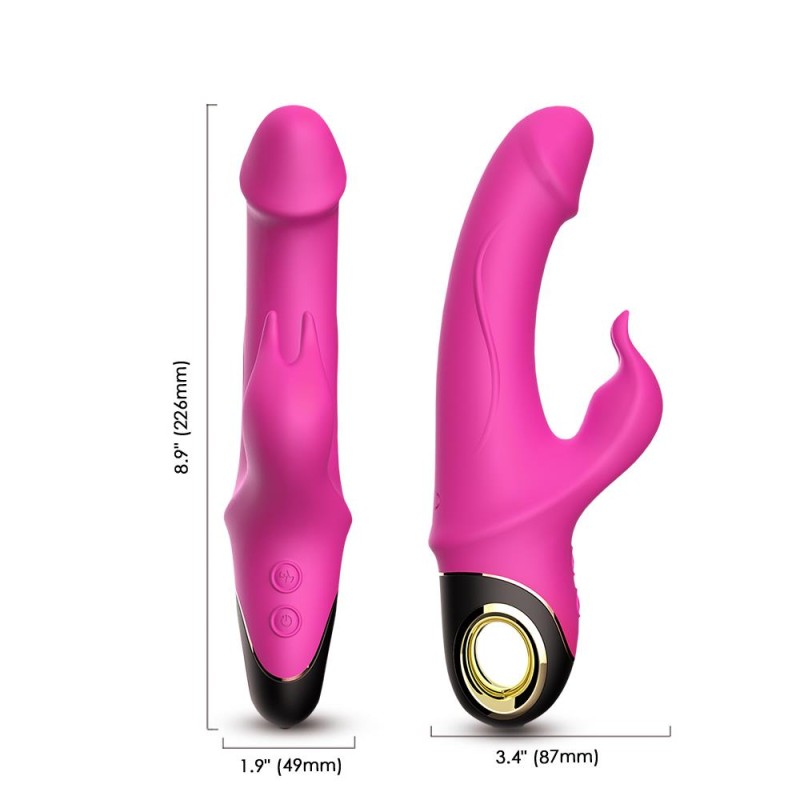 Wibrator królik z masażerem łechtaczki 22cm 9 tryb Wibrator królik z masażerem łechtaczki 22cm 9 tryb