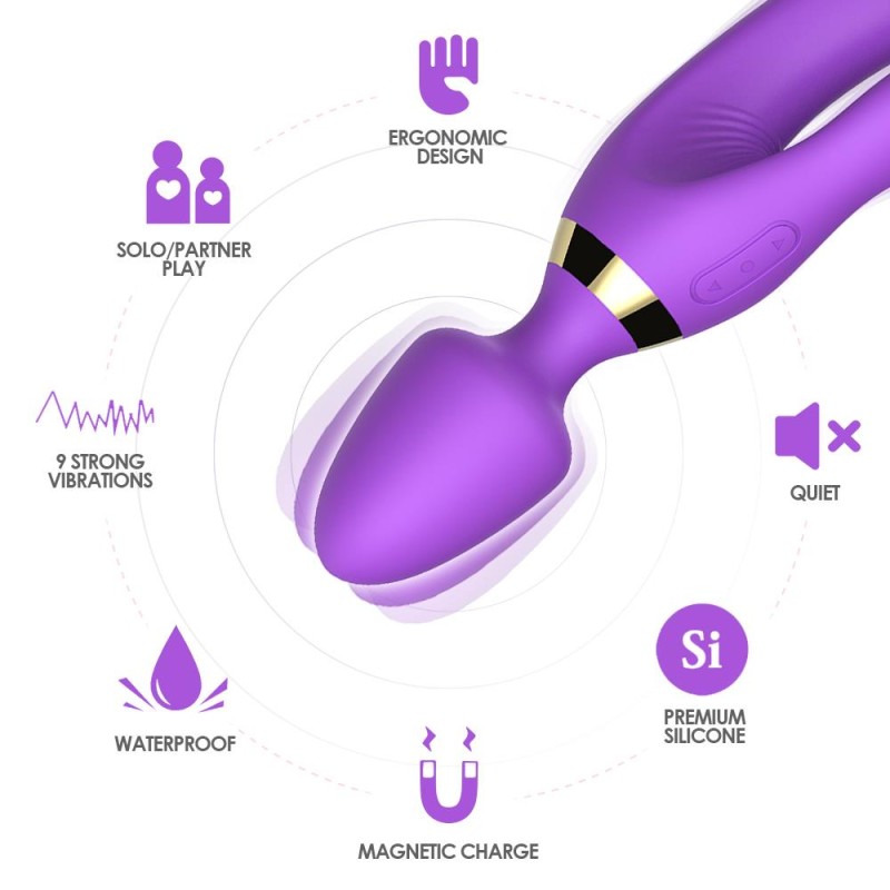 Masażer różdżka wibrator królik 9 trybów 23 cm sex Masażer różdżka wibrator królik 9 trybów 23 cm sex