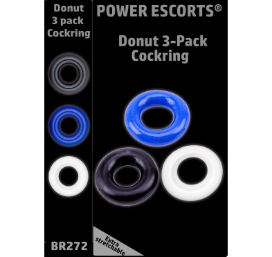 Ring-Donut Cockring 3 Pack-3 colors blue/clear/black