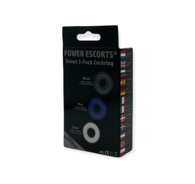 Ring-Donut Cockring 3 Pack-3 colors blue/clear/black