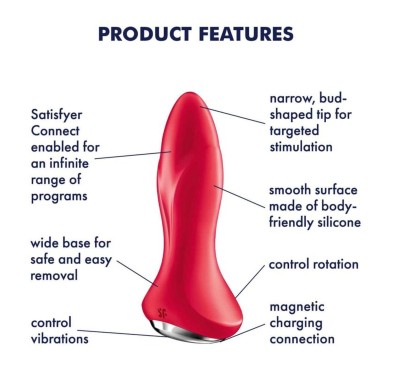 Korek analny - Rotator Plug 1 Connect App (Red) Korek analny - Rotator Plug 1 Connect App (Red)