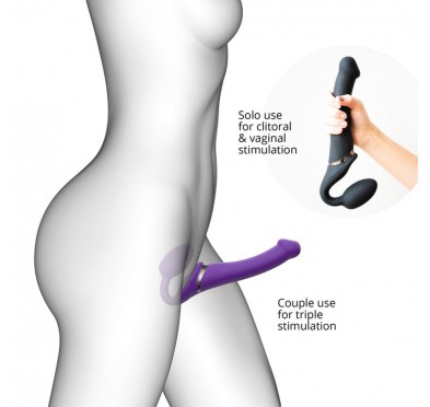 Wodoodporny wibrujący strap-on silikonowy fiolet Wodoodporny wibrujący strap-on silikonowy fiolet