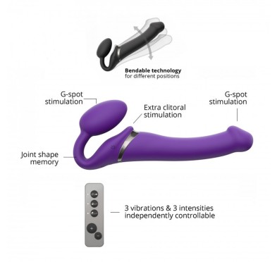 Wodoodporny wibrujący strap-on silikonowy fiolet Wodoodporny wibrujący strap-on silikonowy fiolet