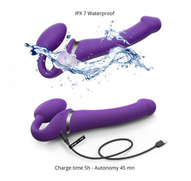 Wodoodporny wibrujący strap-on silikonowy fiolet Wodoodporny wibrujący strap-on silikonowy fiolet