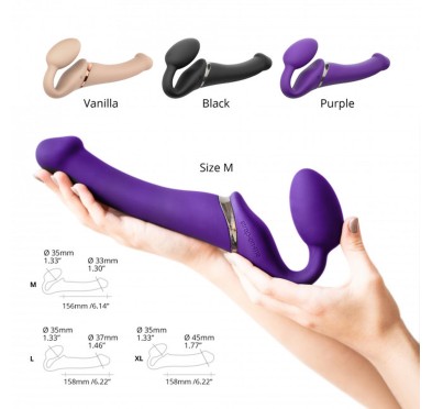 Wodoodporny wibrujący strap-on silikonowy fiolet Wodoodporny wibrujący strap-on silikonowy fiolet