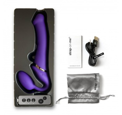 Wodoodporny wibrujący strap-on silikonowy fiolet Wodoodporny wibrujący strap-on silikonowy fiolet