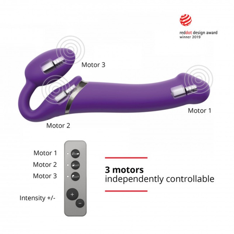 Wodoodporny wibrujący strap-on silikonowy fiolet Wodoodporny wibrujący strap-on silikonowy fiolet