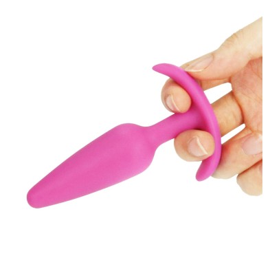 Różowy korek analnysilikonowy z uchwytem 11 cm Różowy korek analnysilikonowy z uchwytem 11 cm